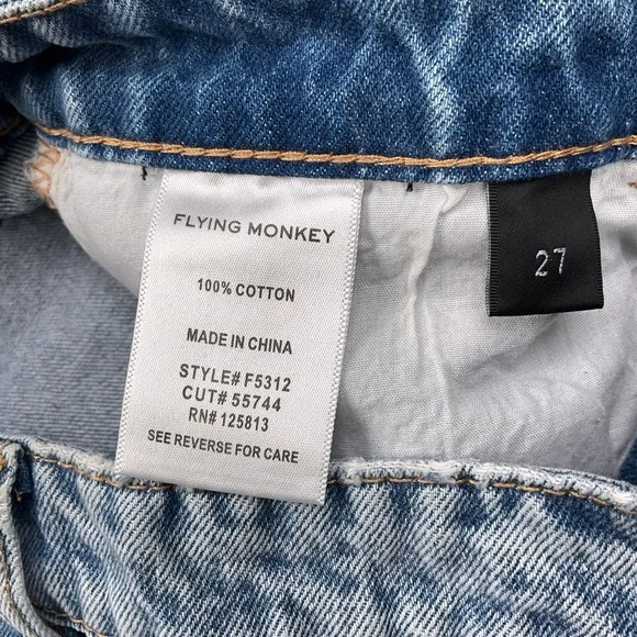 Flying Monkey Jeans Women 27 Blue 90s Vintage Flare Distressed F5312 Cotton - Picture 5 of 12